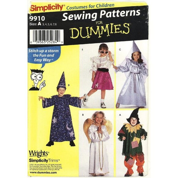 Simplicity 9910 Childrens Sewing Patterns Wizard & Angel Costumes Size A 3-8 - Picture 1 of 1